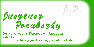 jusztusz porubszky business card